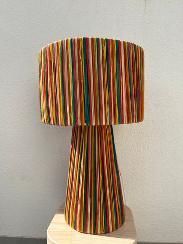 Multicolor raffia lamp