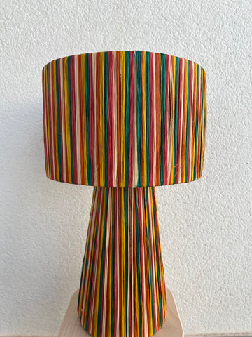 Multicolor raffia lamp