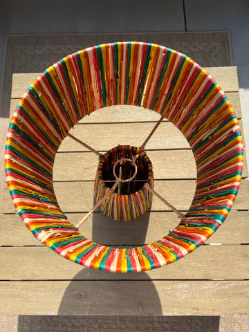 Multicolor raffia lamp