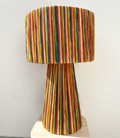 Multicolor raffia lamp