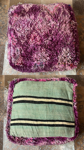 Vintage berber boujaad poef - Fluffy purple